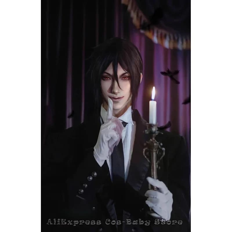 Costume cosplay da maggiordomo Gioco anime Nero Sebastian Uniforme Parrucche Costumi di Halloween per donne Uomini Abiti; 3'v, 6.h;8'