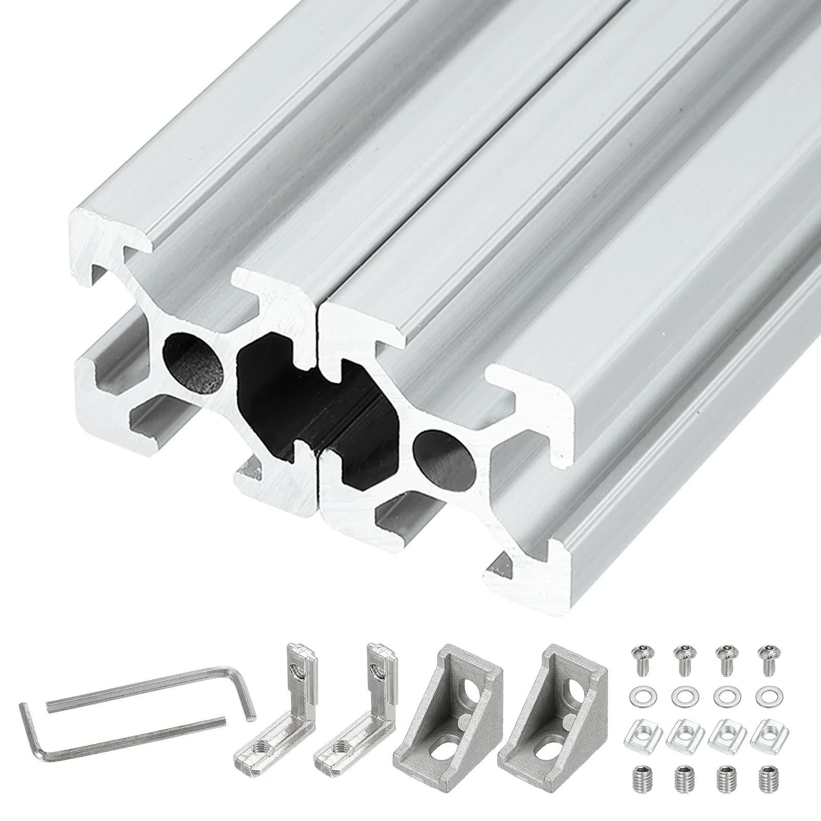 2Sets 100-400mm V Slot 2020 Aluminum Extrusion European Standard Anodized Linear Rail Extruded Aluminum Rail Profile 3D Printer