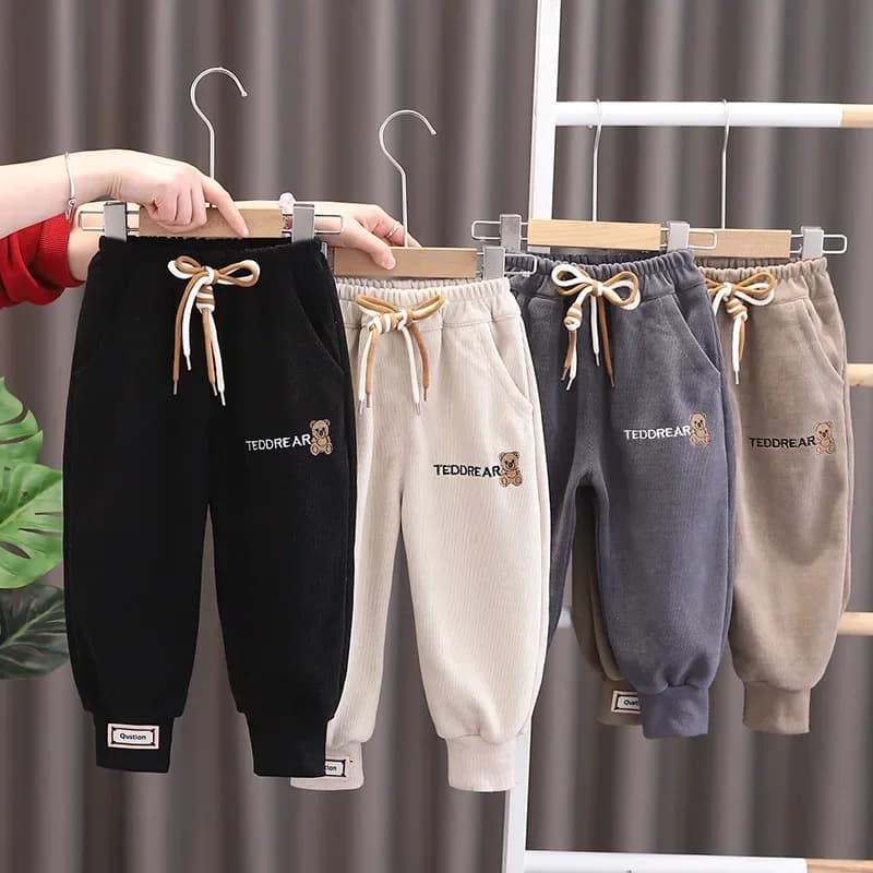 Primavera Autunno Neonati maschi Pantaloni dritti Bambini Cartoon Ricamo Orso Pantaloni lunghi Pantaloni casual per bambini Pantaloni legging per bambini