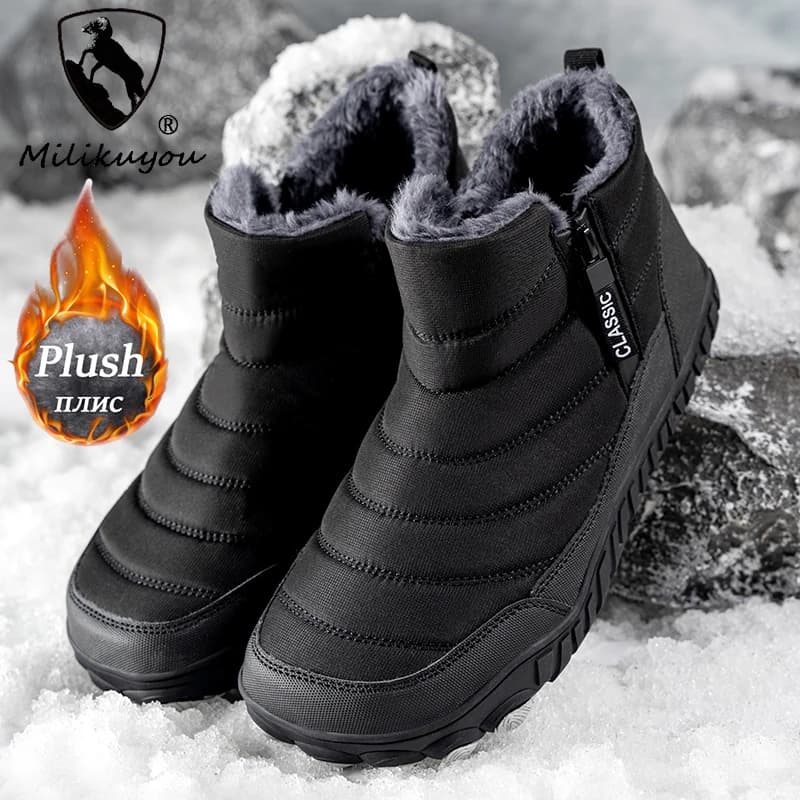 Stivali da neve da uomo Stivali da trekking resistenti all'usura antiscivolo da esterno Scarpe da ginnastica comode e calde invernali Scarpe casual impermeabili