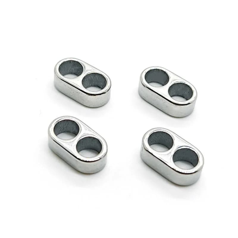 4 Pezzi Distanziatori in Acciaio Inox a Doppio Foro per Creazione di Gioielli, Charm Scorrevole per Bracciali in Pelle Fai-da-Te