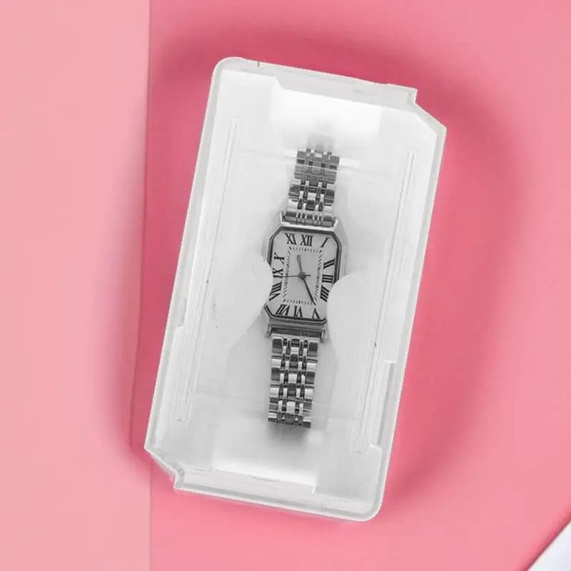 Mini scatola per orologi Orologi da viaggio Supporto trasparente per riporre gli uomini Contenitore multiplo in plastica per animali domestici Custodia per uomo Matita per uomo