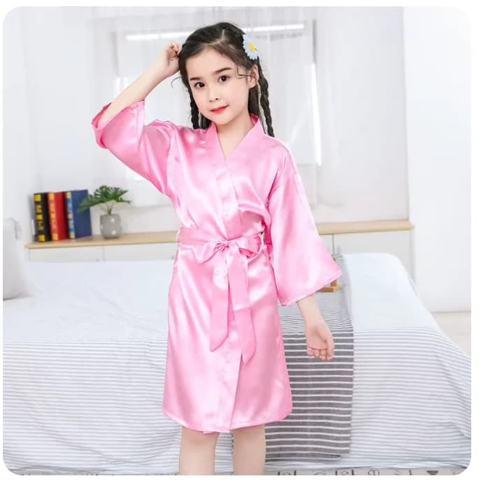 Pink Dresses for Girls Nightwear Silk Satin Dresses for Kids Summer Girl Night Shirt Nightwear Children's Nightwear Children's Knee Wedding Spa Party Dress