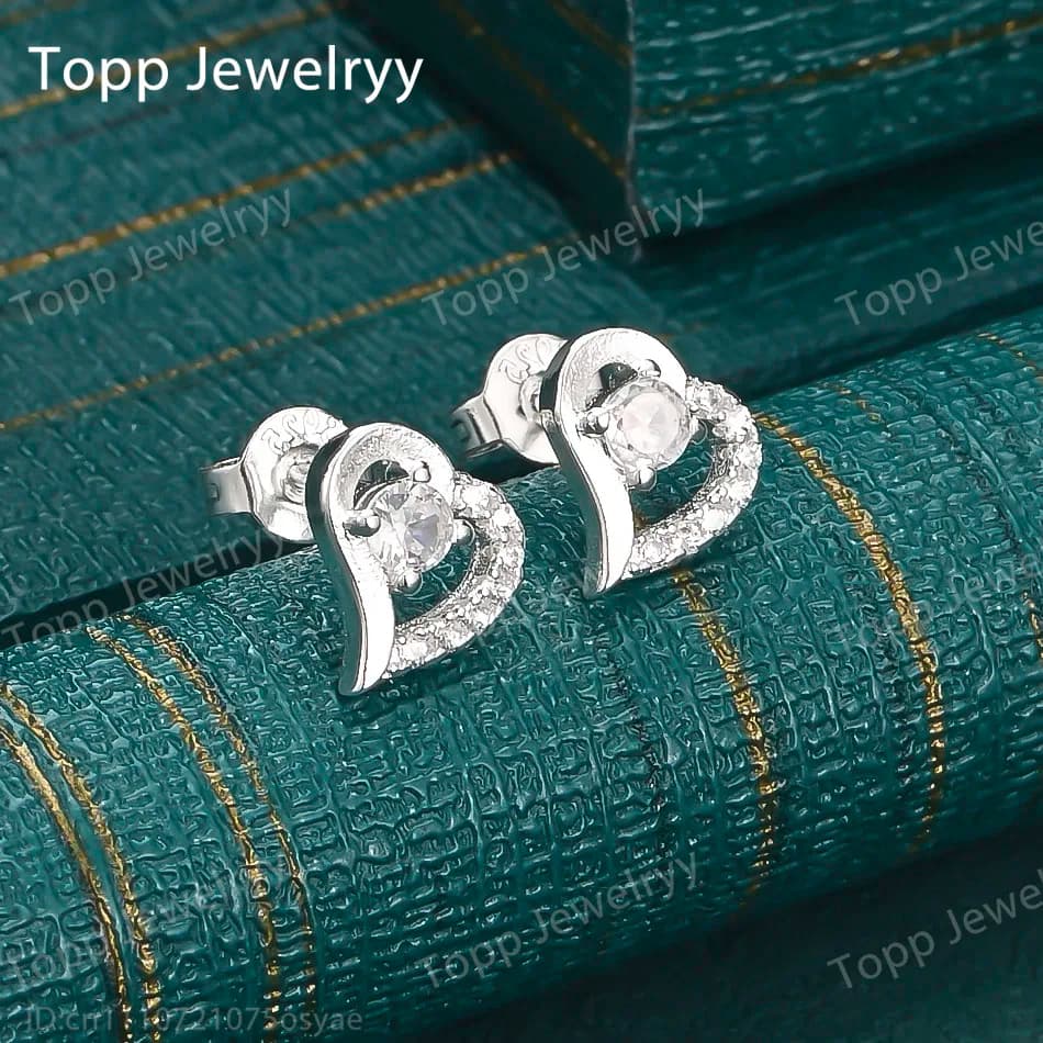 Elegant 925 Sterling Silver Exquisite Heart Shape Zircon Earrings Fashion Women Wedding Gift Accessories