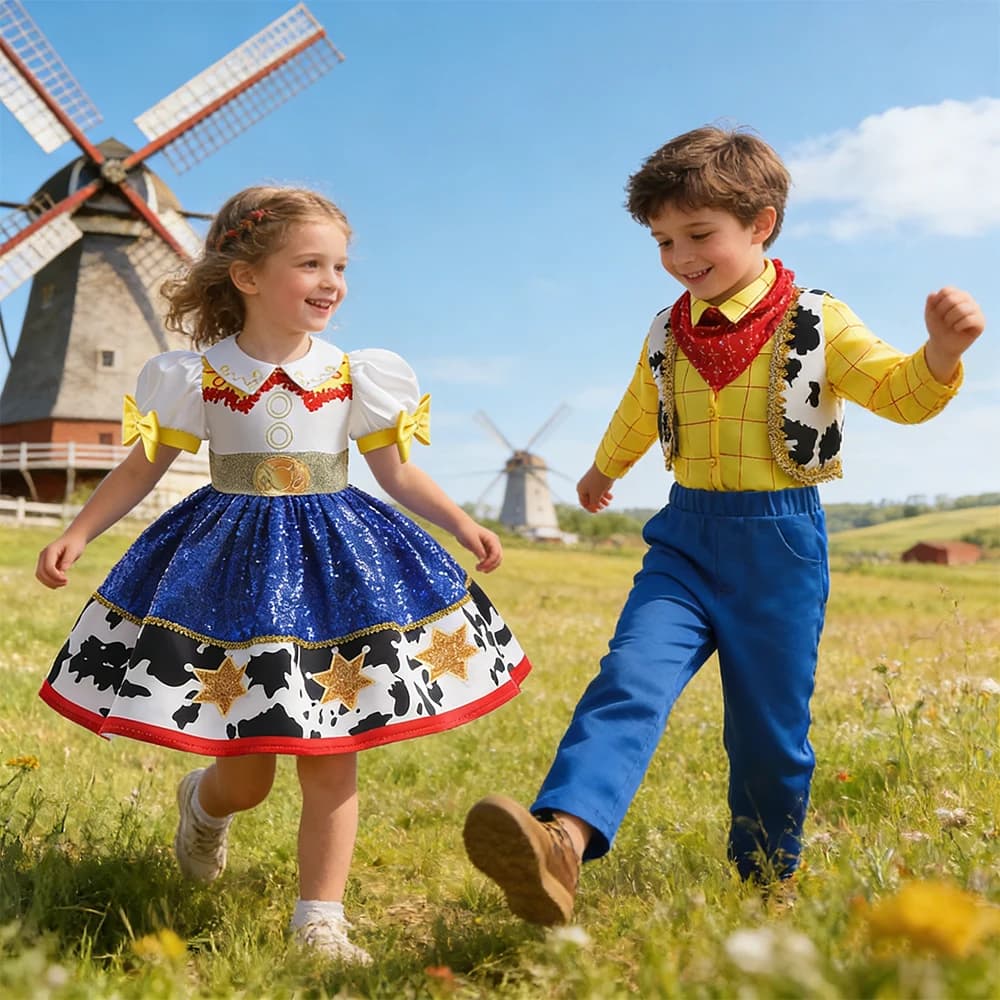New Summer Costume 2026 for Kids, Set Cowboy Jessie and Woody for Boys and Girls, Dresses for Shows and Birthdays