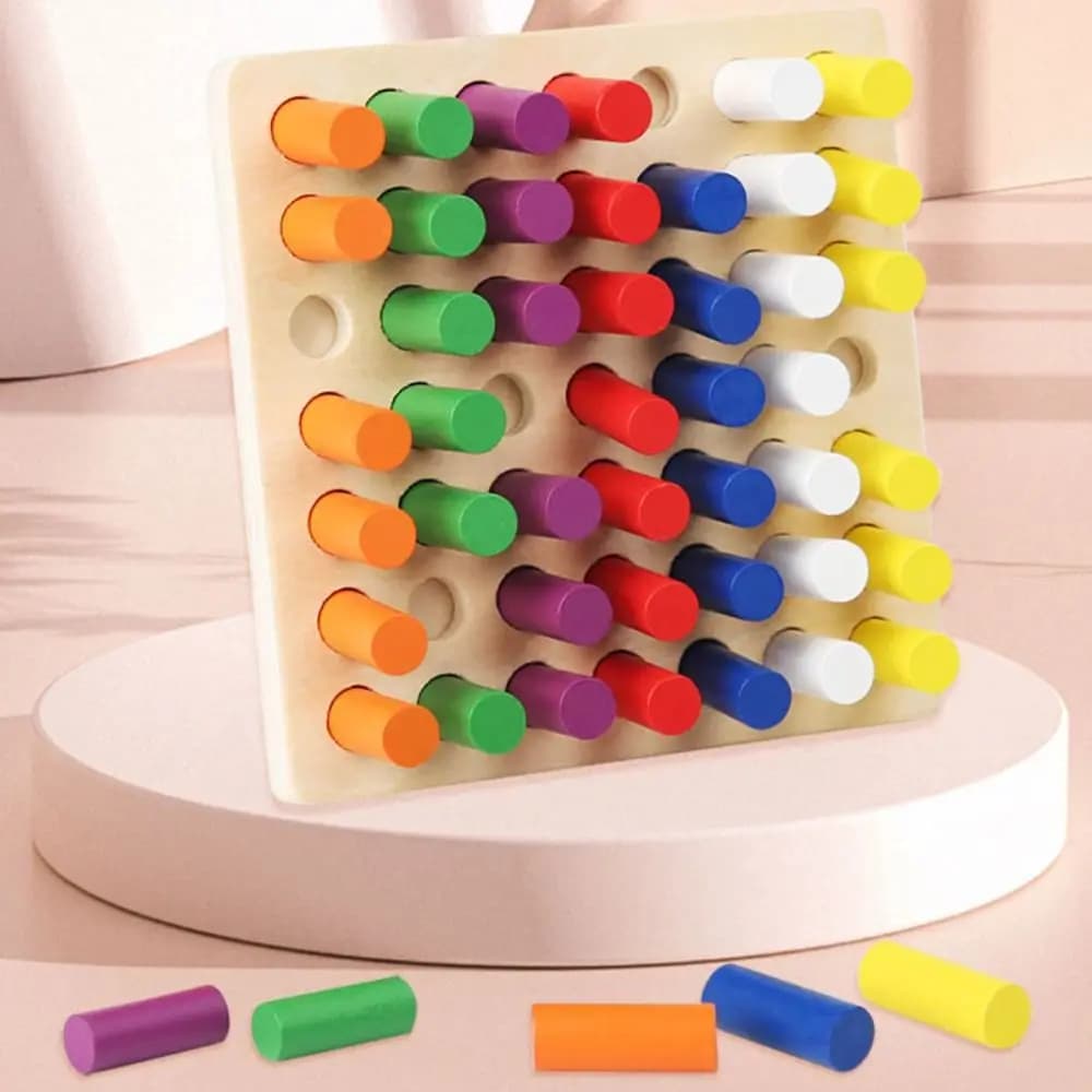 Giocattoli Educativi in Legno per l'Apprendimento dei Colori, Gioco da Tavolo Montessori per Abbinare i Colori, Sfida il Pensiero Logico