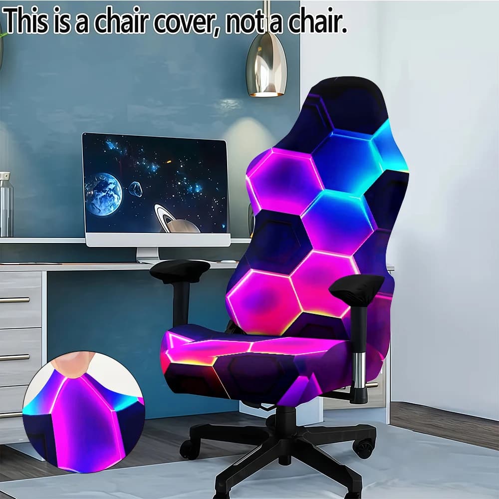 Coprisedia per Computer con Motivo Geometrico Irregolare Creativo, Coprisedia Luminoso per Gaming, Decorazione per Ufficio e Camera da Letto