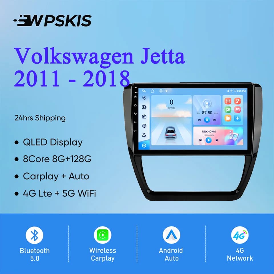 Per Volkswagen Jetta 2011 - 2018 Auto Stereo Radio lettore Video multimediale navigazione Monitor GPS Android 14 4G Lte WiFi Carplay
