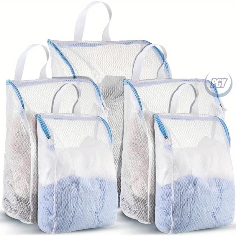 5 honeycomb net linen bags with sock handle, washing machine, sock bag with zipper, bra bag, travel items