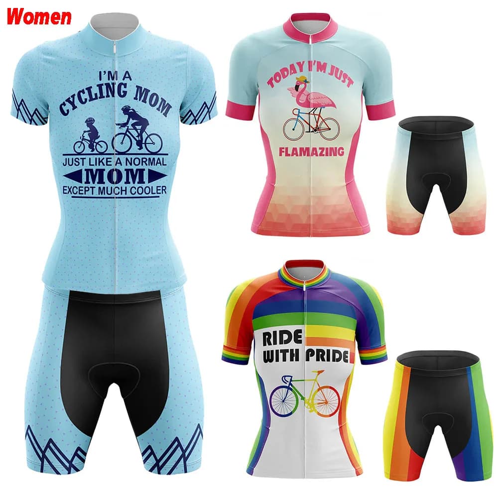Ride With Pride Polyester Cycling Clothing Uniform Knitwear Women's Bike Shorts Man Mtb Pants Complete Set Bicycle Mountain Sport