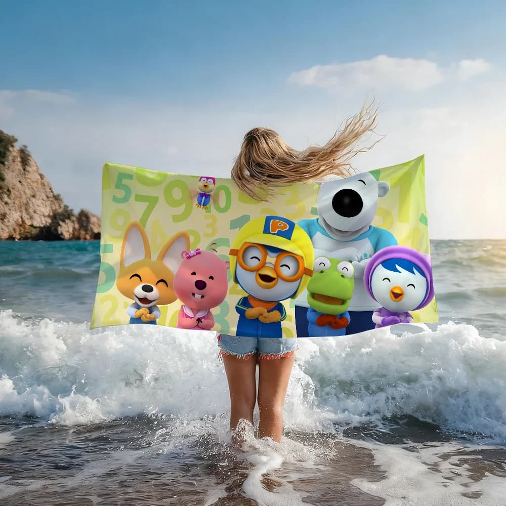 Asciugamano Cartoon P-PororoS-S Carino per Doccia, Sauna, Viaggio, Spa, Asciugatura Rapida, Accessori da Palestra, Morbido e Grande per Spiaggia
