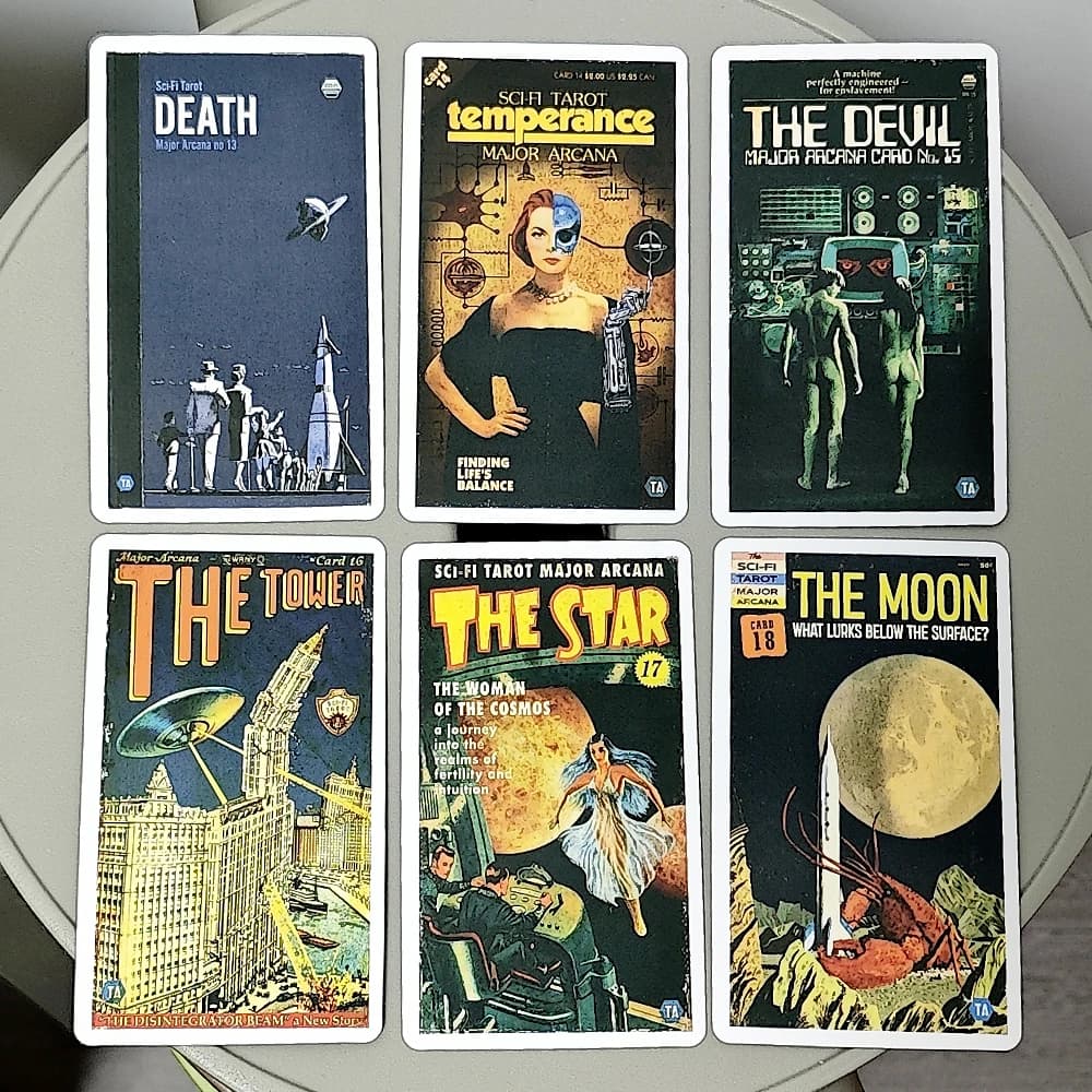 78 carte dei tarocchi basate sul sistema Rider Waite Tarocchi di fantascienza di Todd Alcott, mazzo dei tarocchi a tema fantascienza, 10,3 * 6 cm