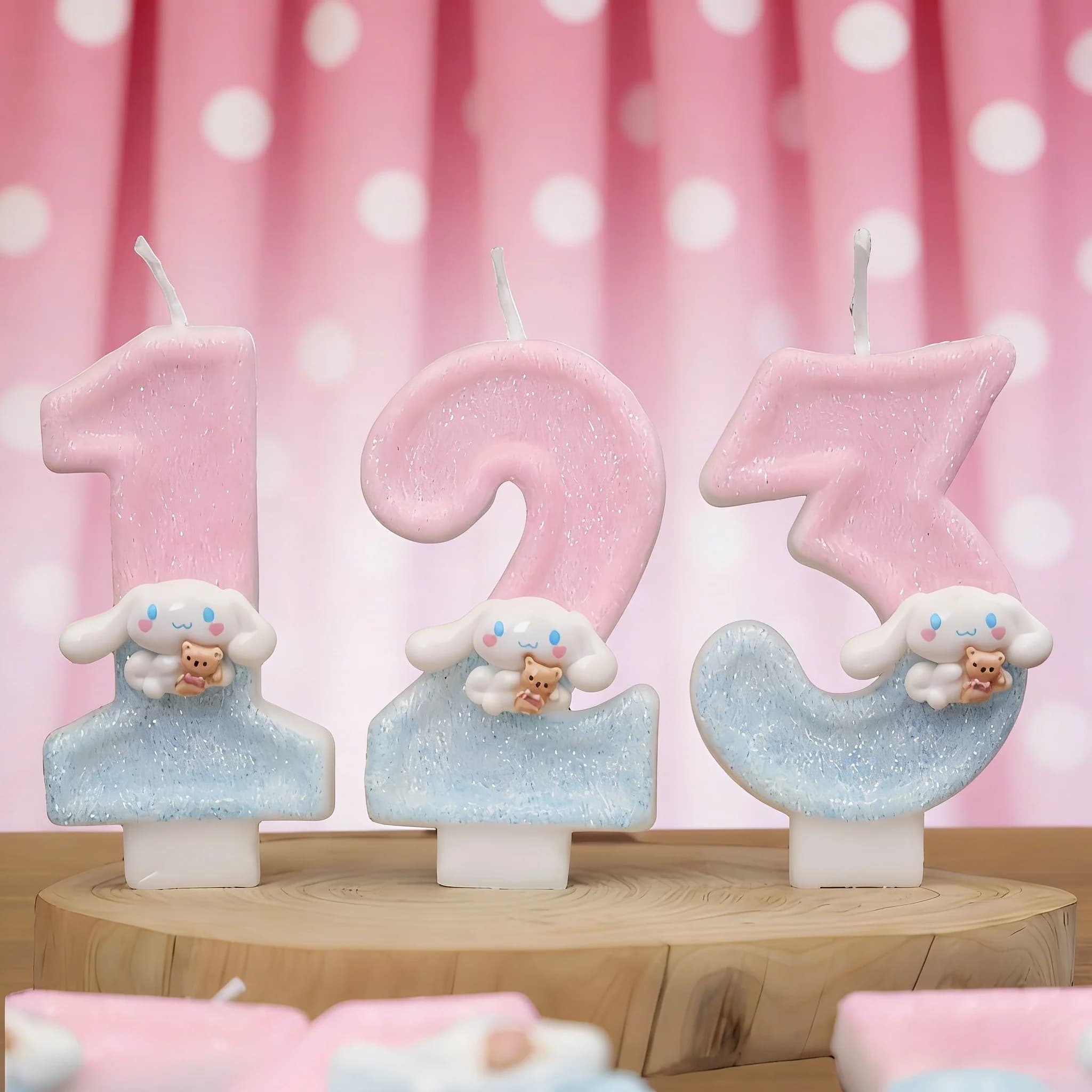 Number 0-9 Shape Candle, Lovely Cinnamoroll, 3D Kawaii Decoration for Birthday Cakes