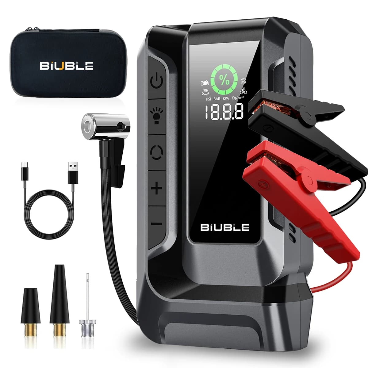 Avviatore di emergenza con compressore d'aria, avviamento di emergenza per batteria per auto 9000A 150PSI (ALL Gas/10.0L Diesel), ponticello per batteria per auto Jump Box 12V