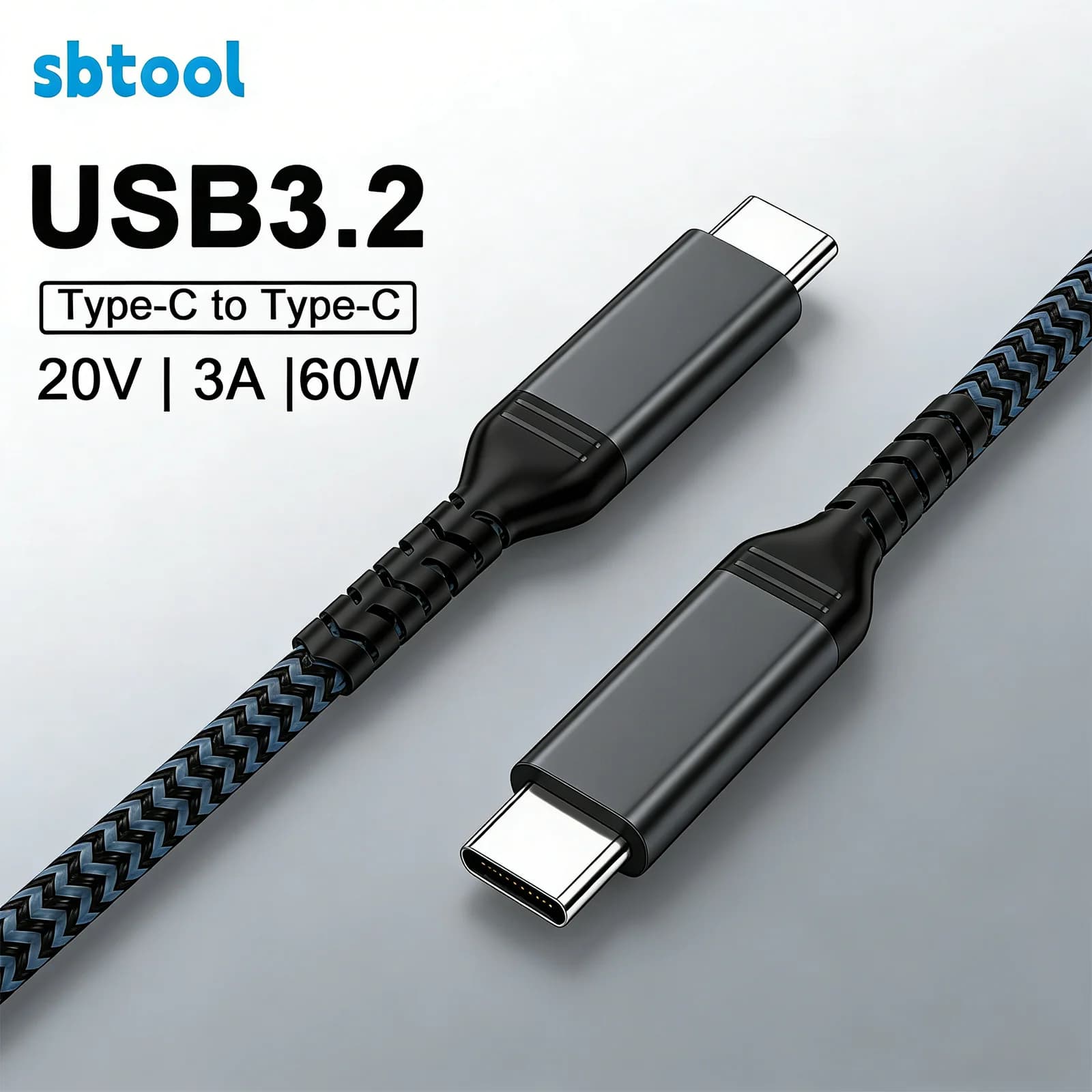 10Gbps USB-C to C PD Fast Charging Cable USB 3.2 Data Transfer Cord for Laptop & Hard Drive 60W