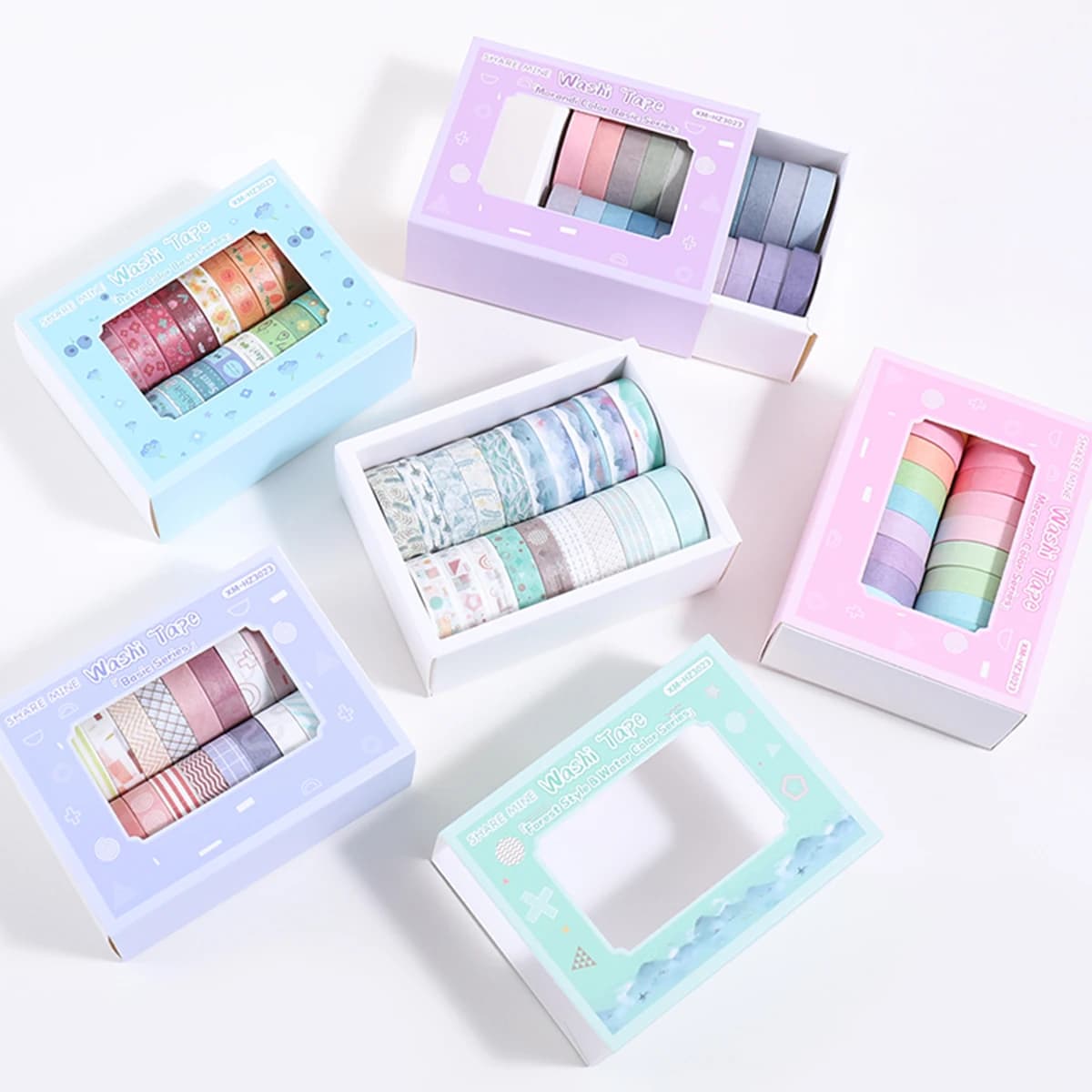 20 Rolls Colorful Washi Tape Set,Fruit Plant Geometric Patterns for Scrapbooking Journaling DIY Gift Decoration,Stationery Gifts