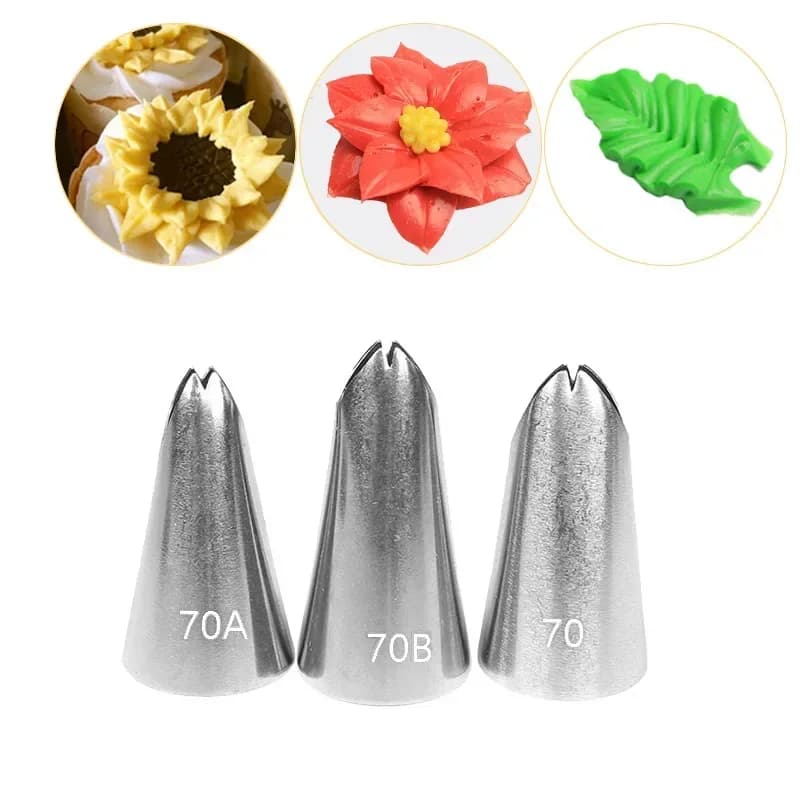 70 # 70A # 70B Foglie Punte per pasticceria Set Ugelli per tubazioni di glassa in acciaio inossidabile per torte Strumenti per decorare Foglie Cupcake Crema Torta Ugello