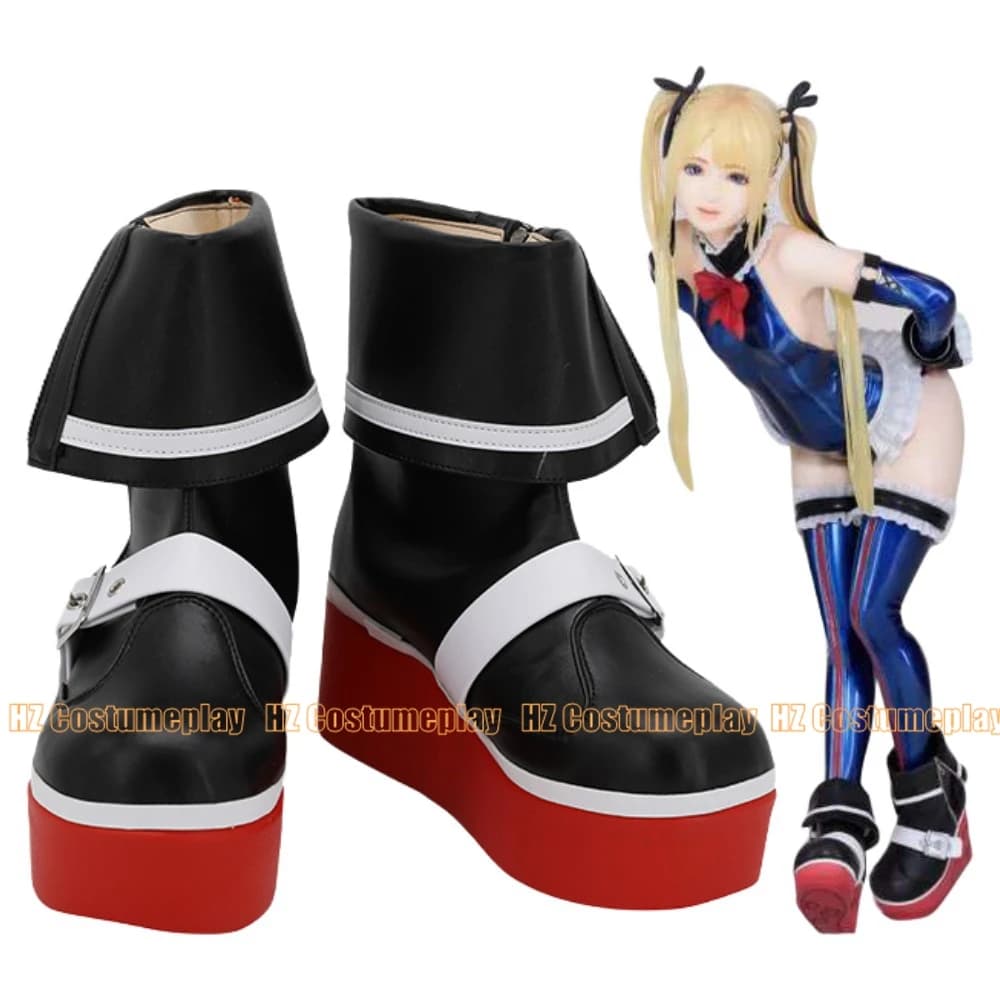Scarpe cosplay Dead or Alive 5 Marie Rose, stivali realizzati su misura