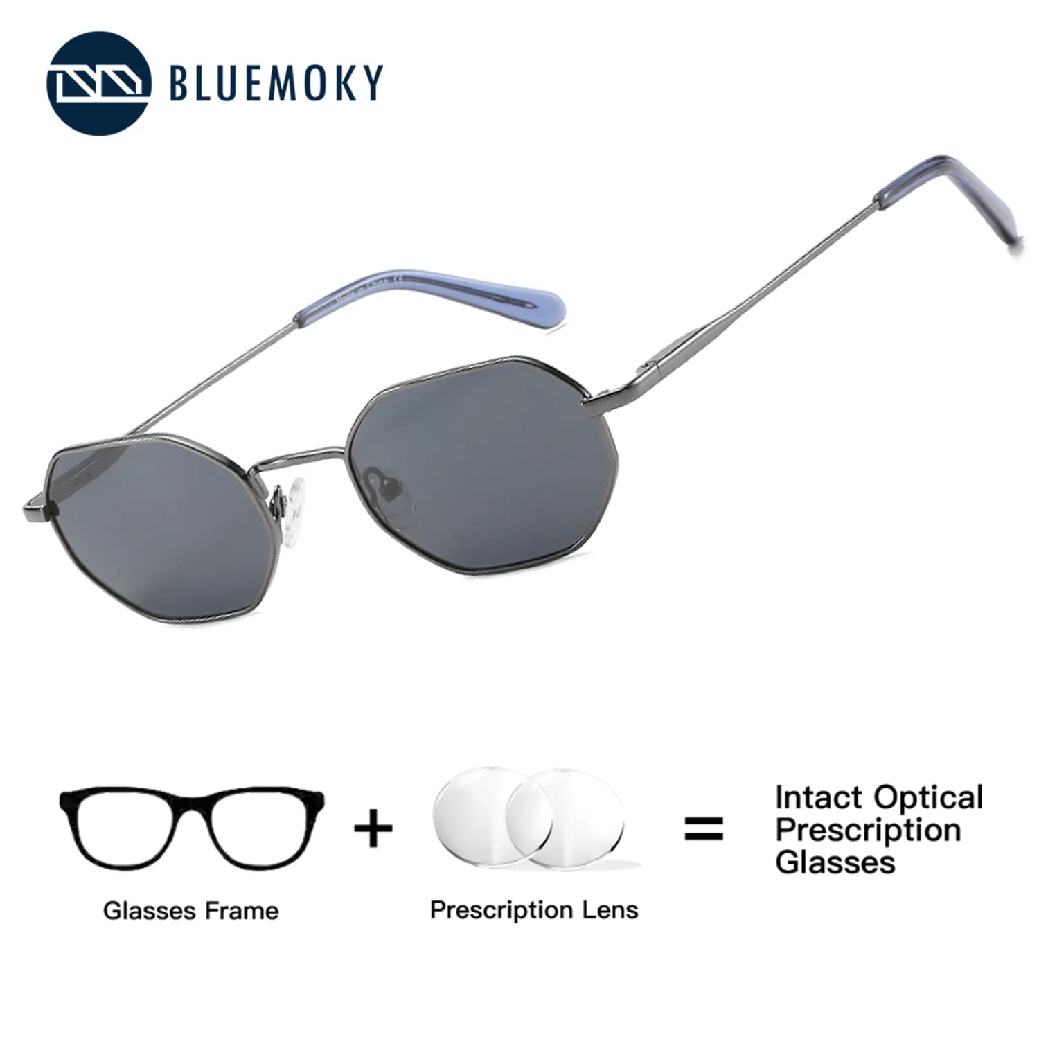 BLUEMOKY Women's sunglasses with polygonal metal frame, polarized lenses with UV400 protection, outdoor sports glasses