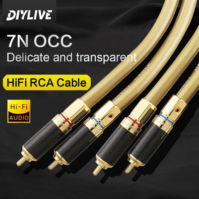 DIYLIVE 1 paio di cavi audio RCA cavo maschio OFC Core 2RCA ad alta purezza con spina placcata oro in rame puro per cavo sfuso amplificatore