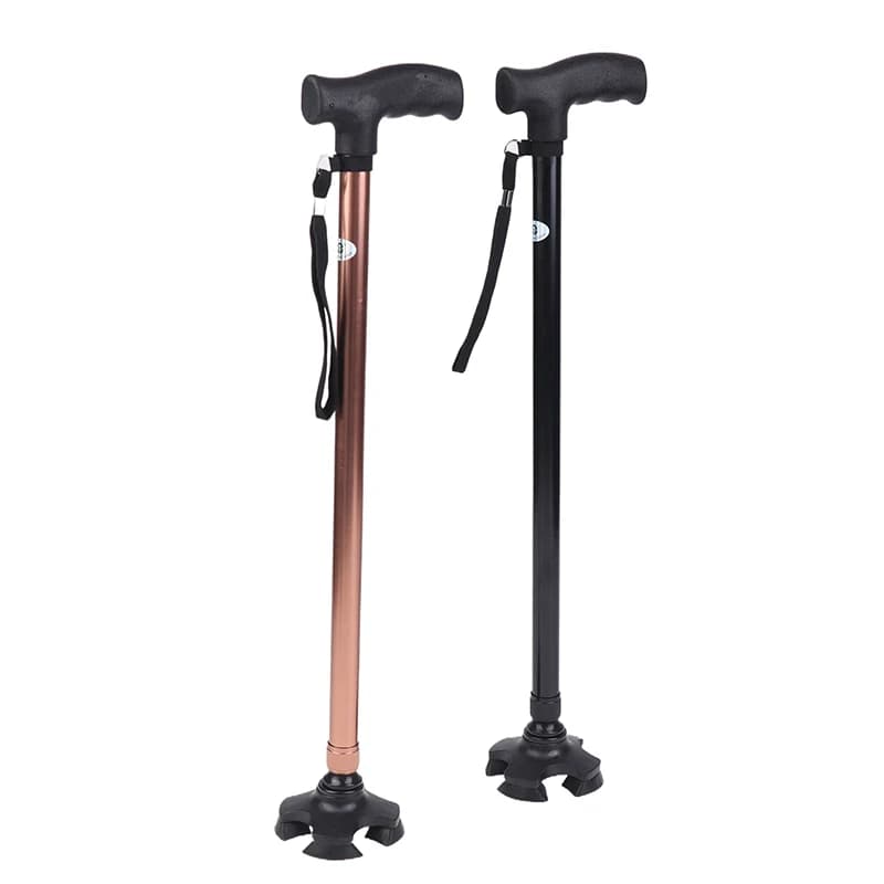 Anti-slip walking stick for old man T handle Aluminum alloy retractable sticks Folding mold Hiking Trekking pole for elderly