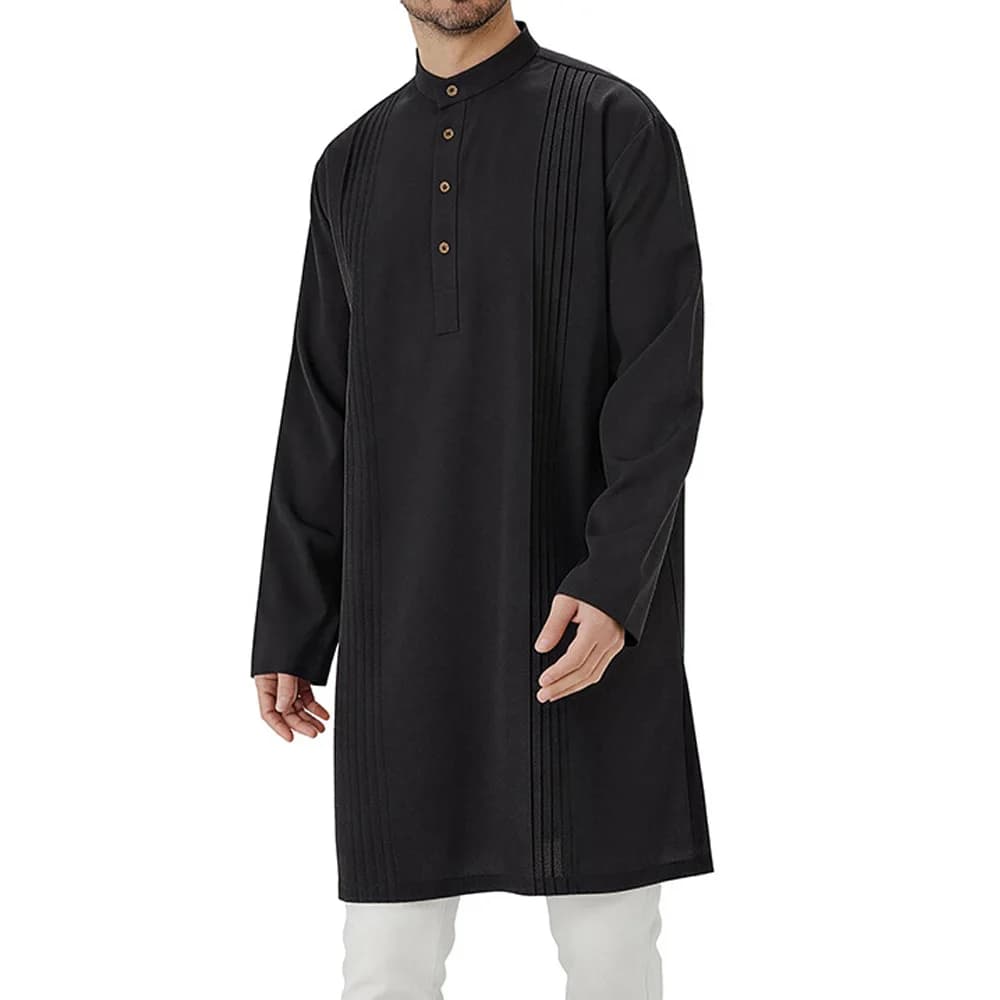 Nuovo Abito Lungo da Uomo Musulmano a Maniche Lunghe, Tunica Islamica Araba, Kaftan, Abaya del Medio Oriente, Dubai, Camicia, Jubba, Thobe