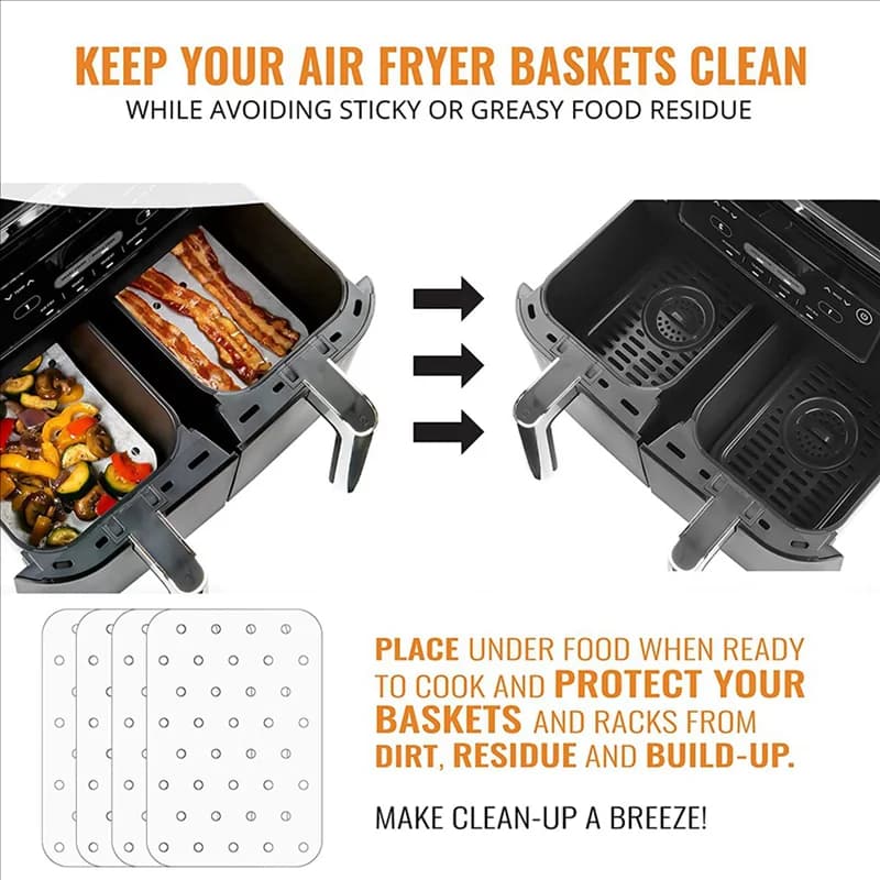 A29R 300X fryer paper, air fryer parchment paper coatings for Ninja Foodi DZ201 double air fryer, DZ401 air fryer paper