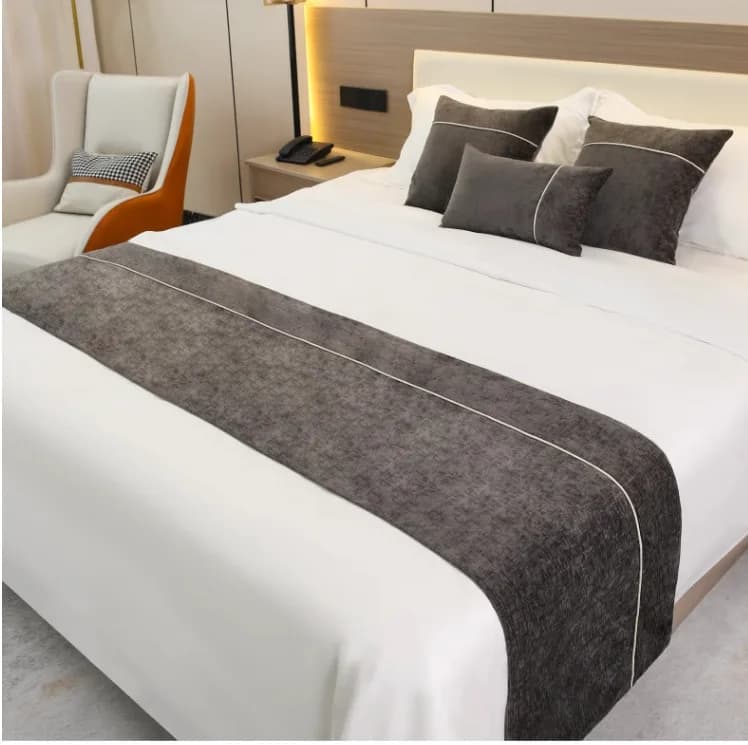 Bandiera del letto dell'hotel in ciniglia tinta unita Asciugamano da letto in tinta unita Semplice e leggero Copriletto per appartamento in famiglia di lusso