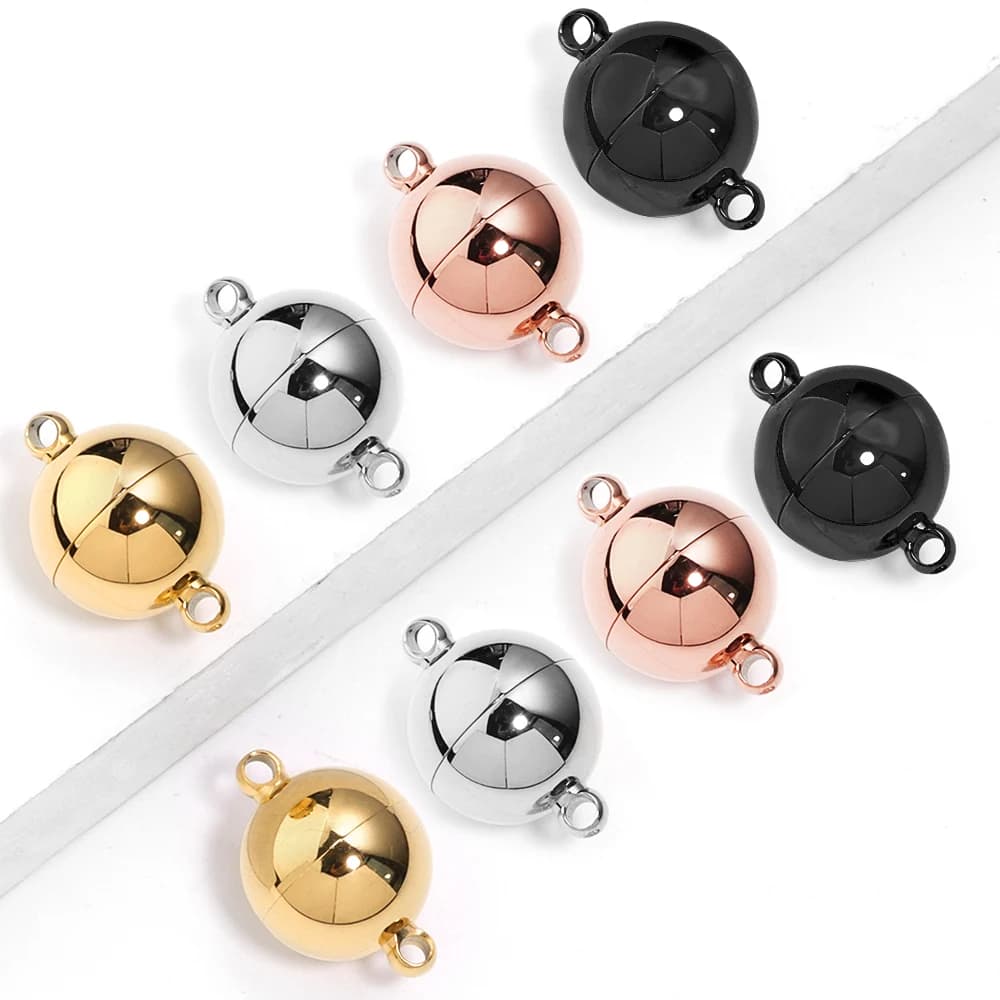 2 pz/lotto fermagli magnetici rotondi in acciaio inossidabile per cavo di cuoio braccialetto collana magnete chiusura terminale connettori creazione di gioielli fai da te