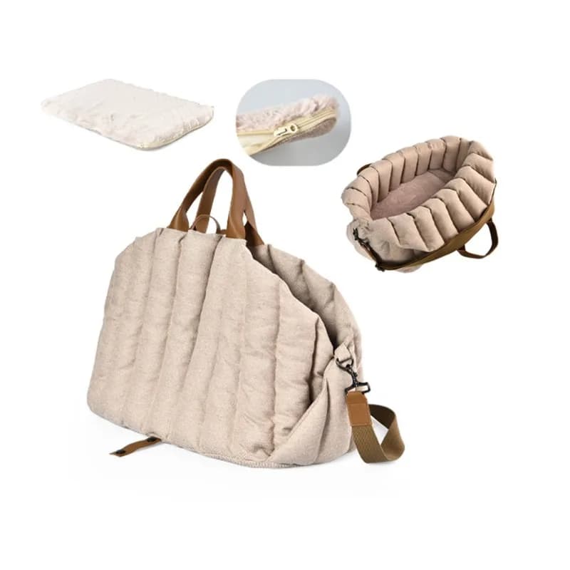 Borsa Trasportino per Cani e Gatti, Seggiolino Auto Portatile per Cani, Borsa a Mano per Cuccioli, Cuscino da Viaggio per Animali Domestici, Modello Essenziale per Viaggi in Auto