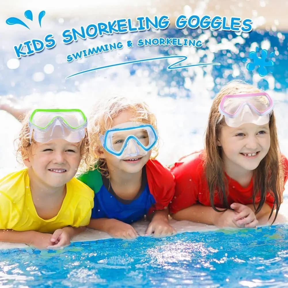 Kids swimming glasses for kids in glass for PC PVC strap with nose cover underwater mask for kids colors bright swim glasses for snorkeling anti-fog boys
