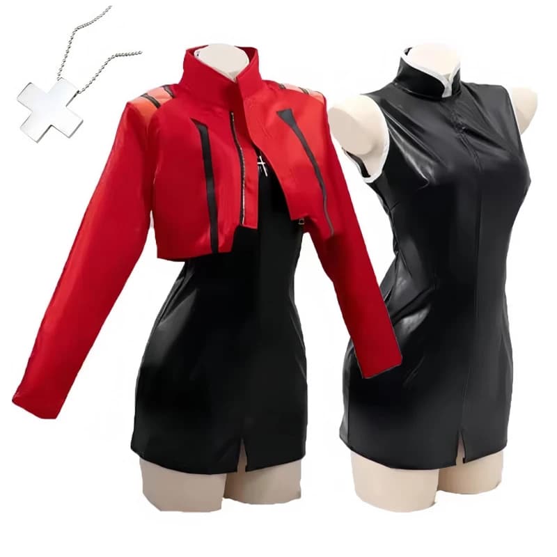 Katsuragi Misato Cosplay Costumes Female Theater Version Cosplay PU Leather Uniform Halloween Party Role Play Dress