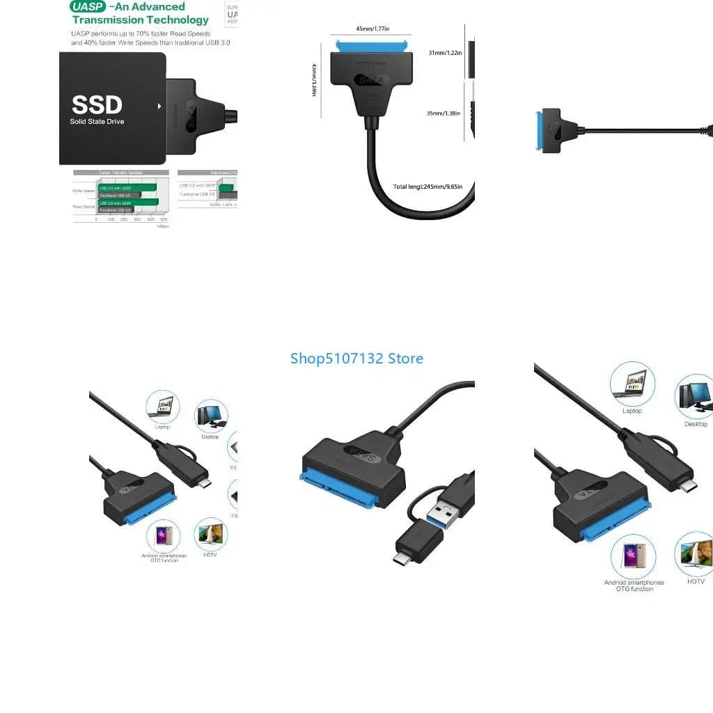 87HD Cable Adapter Connector Support 2.5" External HDD SSD Hard Drive For PC Laptop