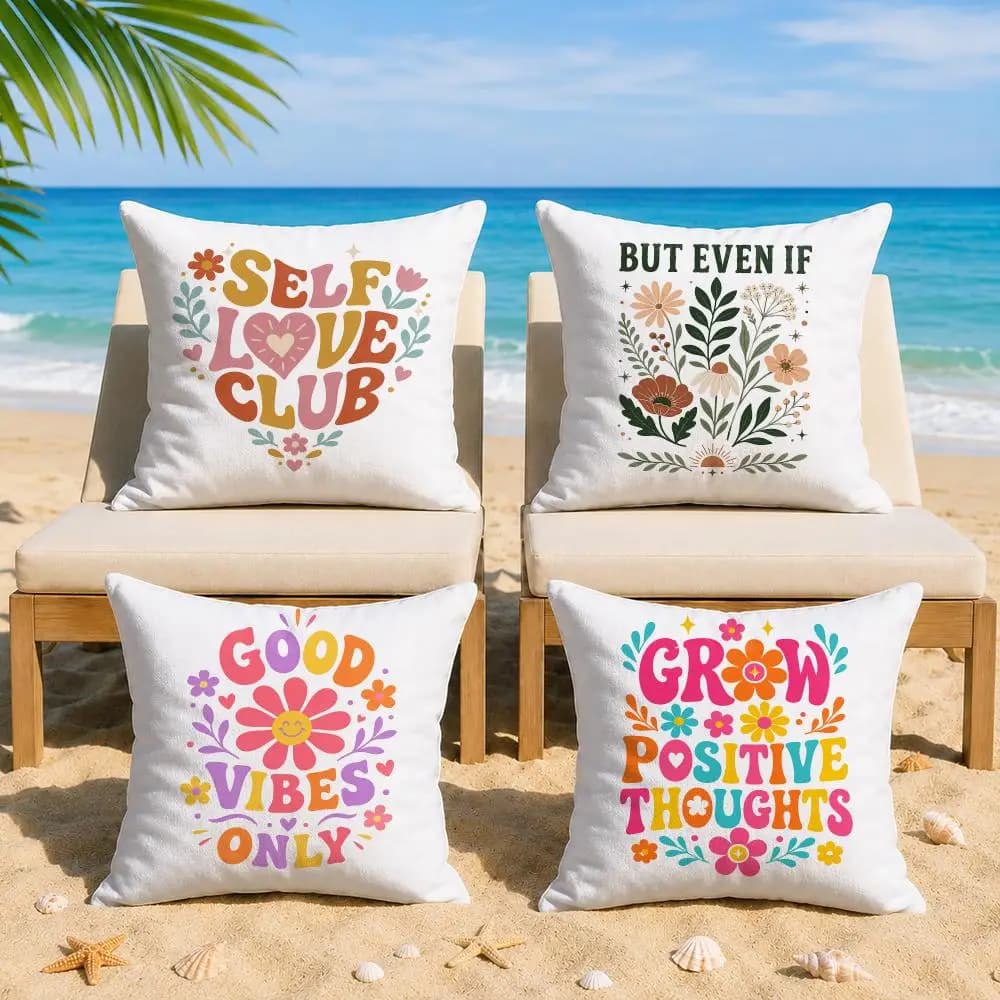 Boho Wildflower Cushion Cover Short Plush Soft Double-Sided Printing Pillow Case Cozy Sofa Bedroom Home Decor Gift
