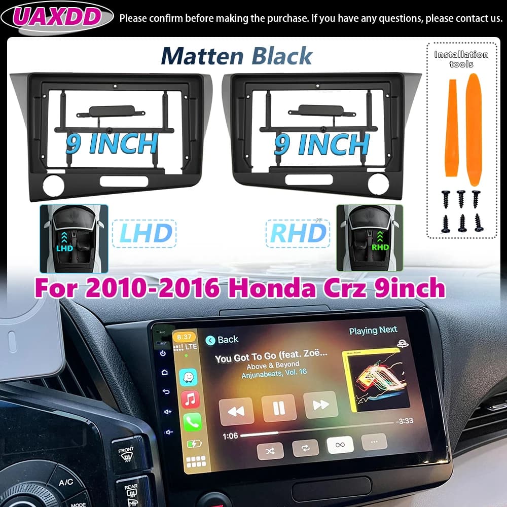 Pannello kit telaio Android per Honda Crz 2010-2016 cavo fasciale da 9 pollici cablaggio video 2 Din Car Interior radio stereo navigazione MP5