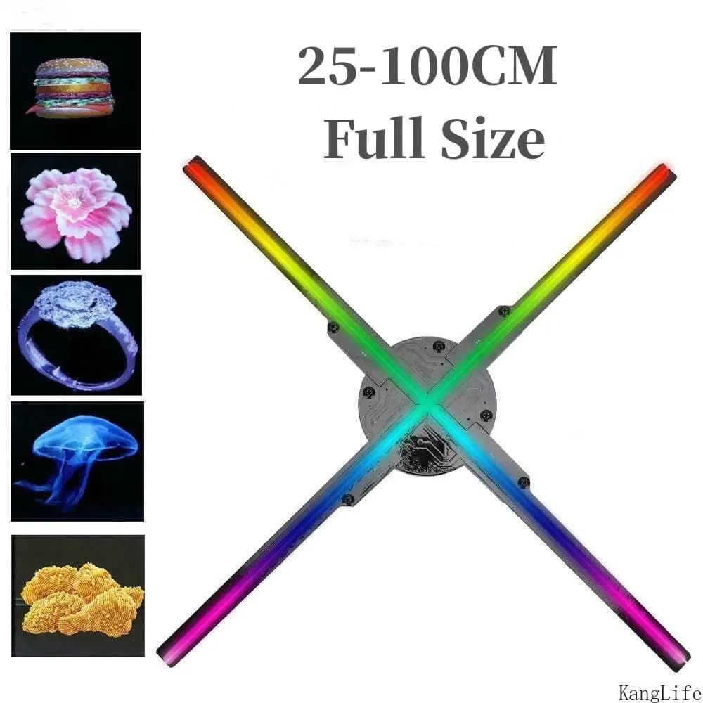 25-100cm tutte le dimensioni 3D ologramma proiettore ventilatore telecomando pubblicità commerciale Display Ligth trasmissione immagine Video LOGO