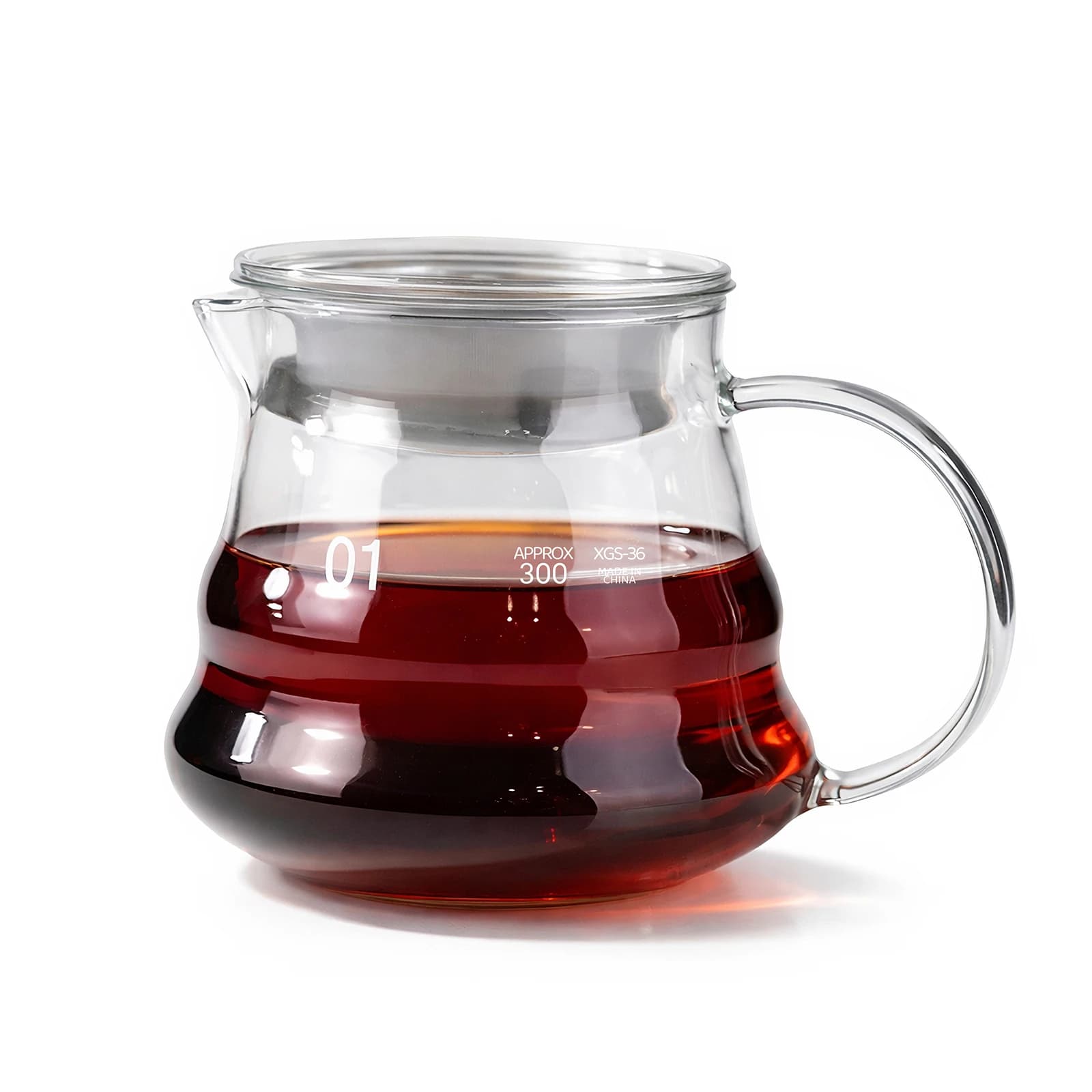 Set Caffettiera in Vetro Artigianale con Coperchi, Filtro a Forma di Nuvola e Tazza di Erogazione per Uso Domestico e Picnic