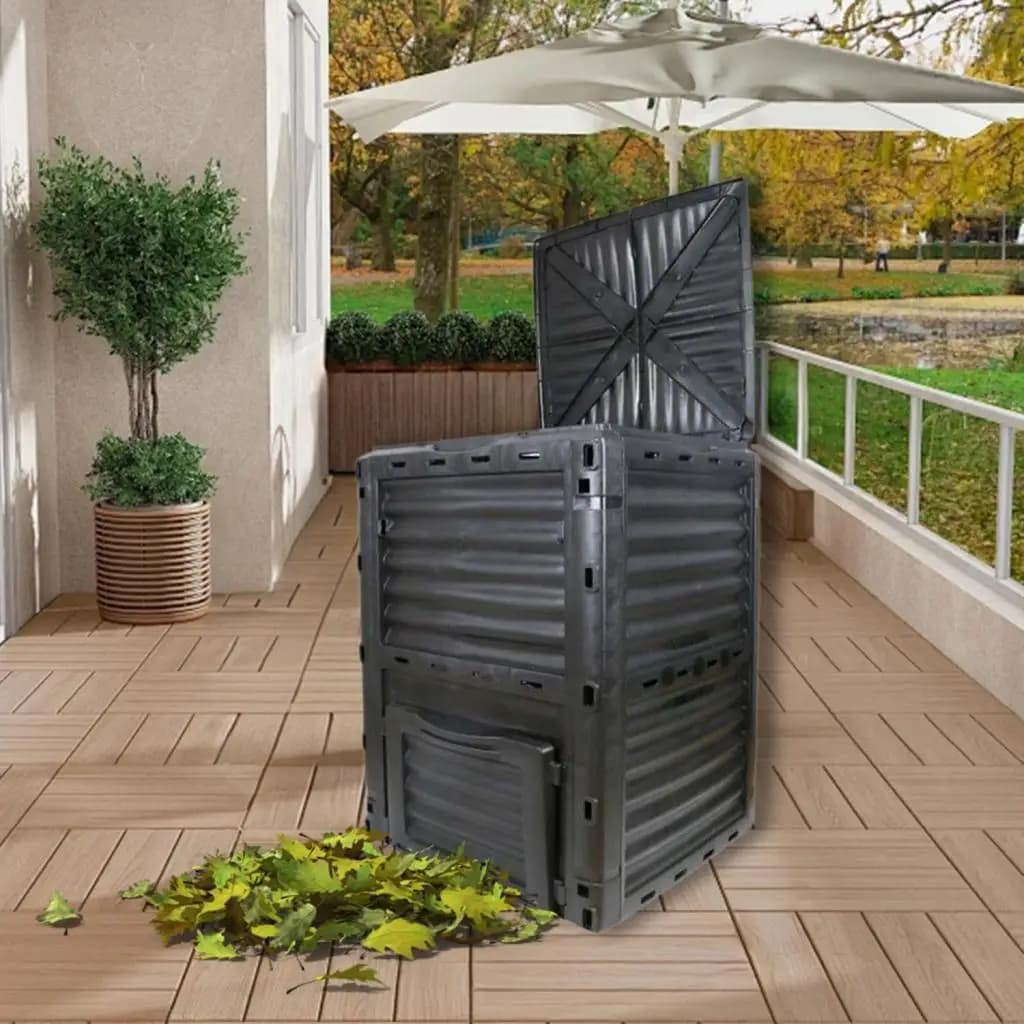 Contenitore per Compost da Cucina Facile da Assemblare con Coperchio, Secchio Portatile Resistente per Foglie Cadute, per Balcone, Casa, Interni, Fattoria, Cortile