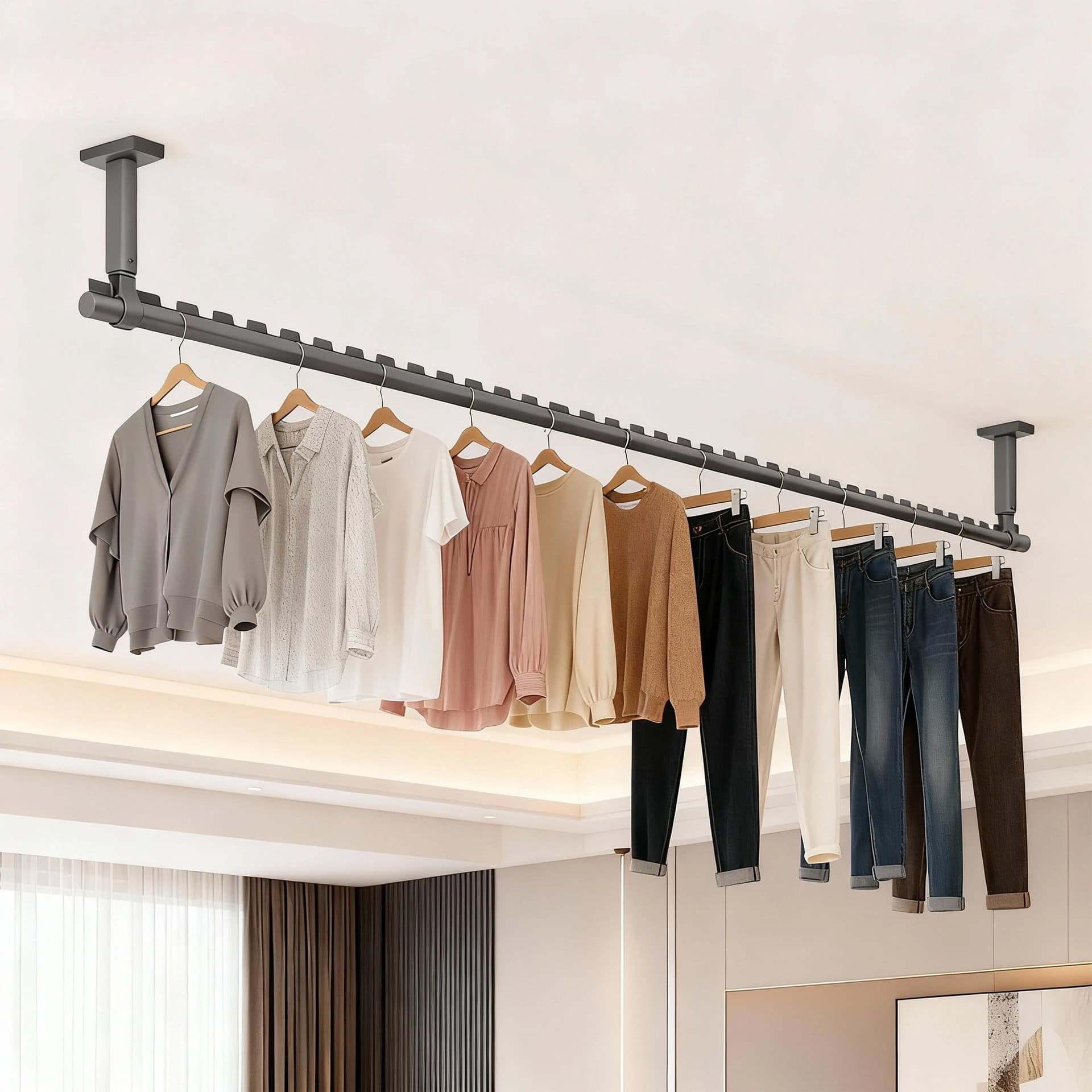 Multipurpose wall mounted windproof aluminium alloy space hanger for everyday home