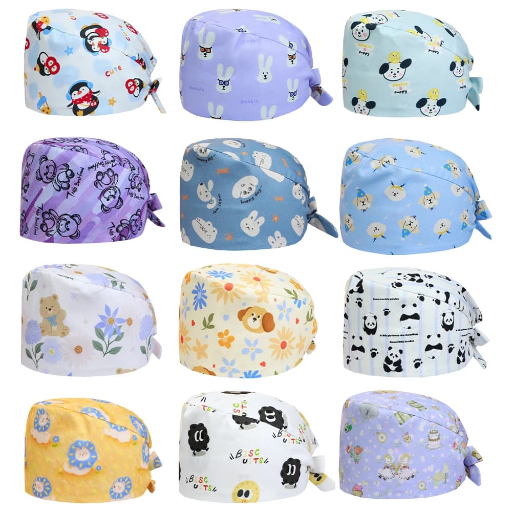 Cappelli da Lavoro in Cotone per Donne, Cappellini per Dottori e Infermiere con Capelli Lunghi, Berretti Medici per Laboratorio e Clinica M1285