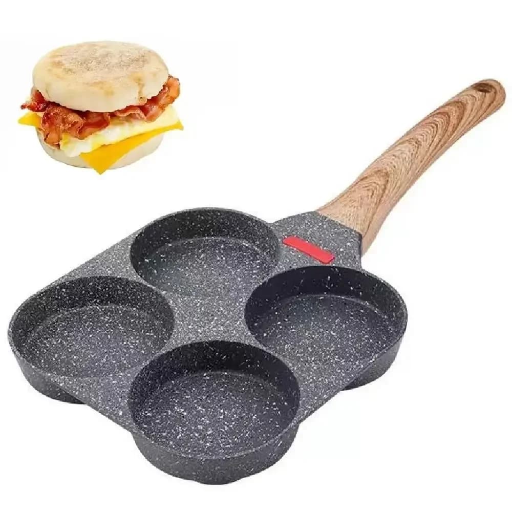 Padella Antiaderente a Quattro Scomparti, Riscaldamento Rapido, Anti-scottatura, con Manico, Facile da Pulire, per Uova Fritte, Omelette e Pancake Svedesi
