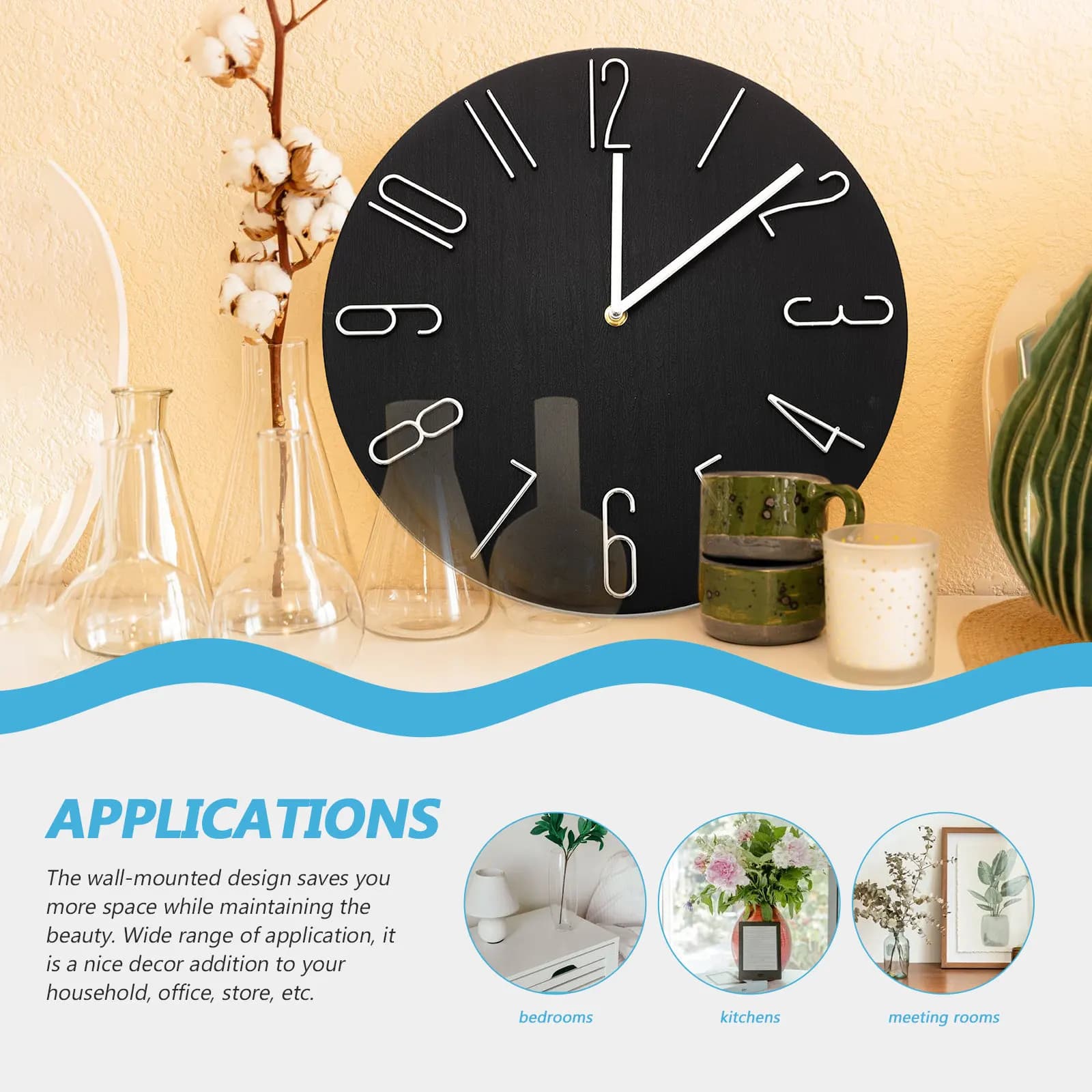 Modern Wall Clock Silent Round Without Ticking for Home and Office Furniture, Watches Decorating Living Room