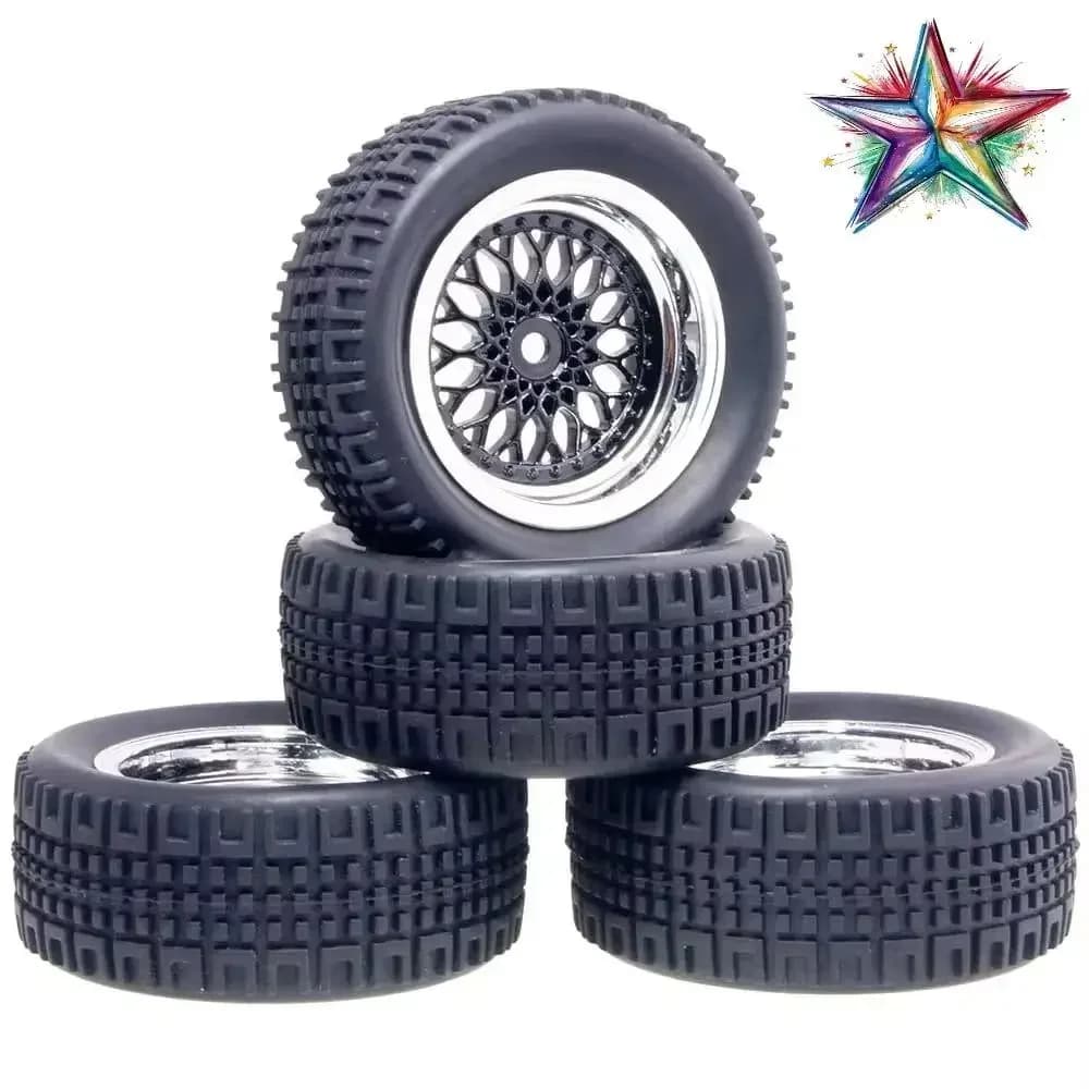 1:10 Flat Rally Tyre 75mm Wheel Rims & Tires Set 12mm Hex for Tamiya WLtoys HPI HSP ARRMA Buggy 1/10 Scale RC Car Upgrade Parts