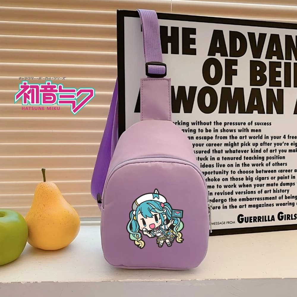 Borsa Grafica Anime Ispirata a Hatsune Miku, Marsupio in Nylon, Accessorio Indispensabile per Fan per Festival ed Eventi di Cultura Pop