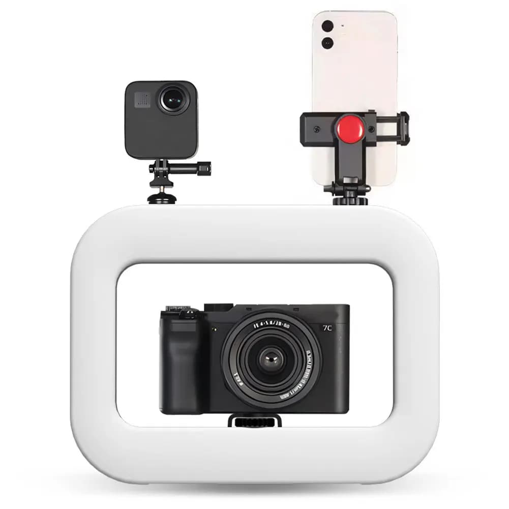 Multifunction Square Portable Lamp for Smartphone, Bicolor Adjustable Light for Photography and Direct Transmissions