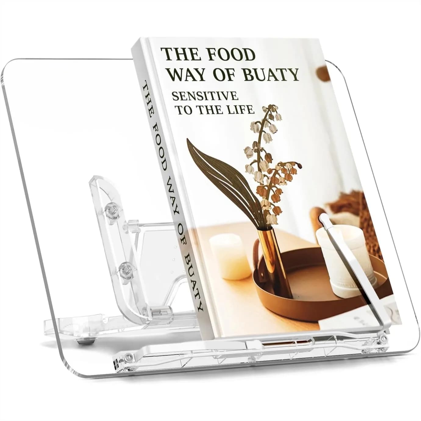 Acrylic Book Stand for Reading, Portable Desk Book Holder with 13 Adjustable Angles for Cookbook, Tablet, Music Book