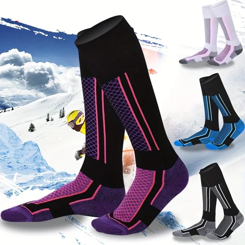 1 paio di calzini da sci a tubo lungo da donna invernali da uomo spessi e caldi adatti per gli sport all'aria aperta come pattinaggio su ghiaccio, sci, escursionismo, ecc.