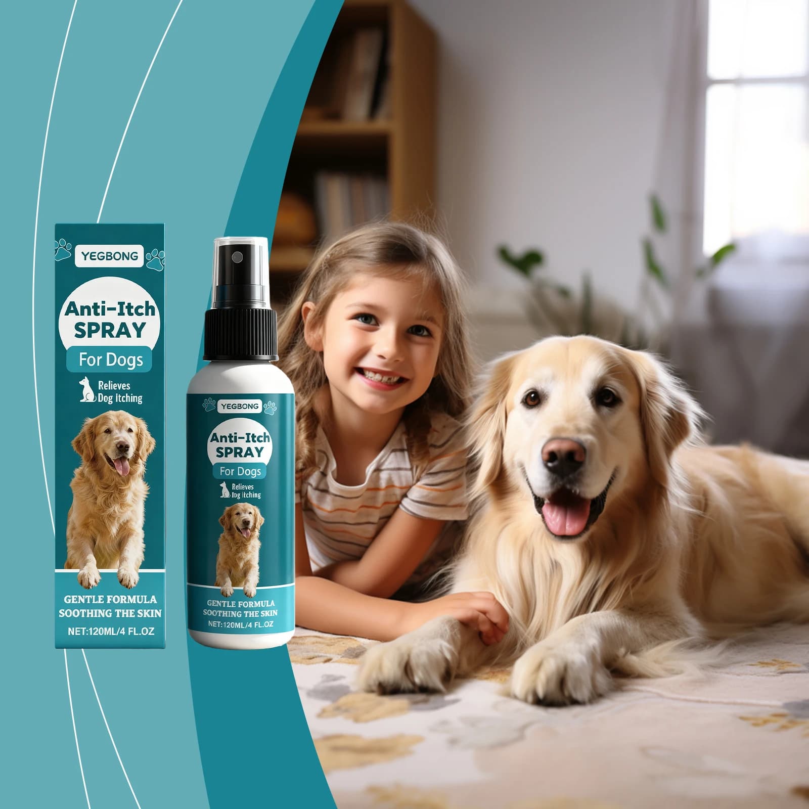 YEGBONG Dog Anti Itch Spray Gentle Skin Care Spray Soothe Irritated Skin Relieve Dog Itching Skin Discomfort Pet Calming Treatme