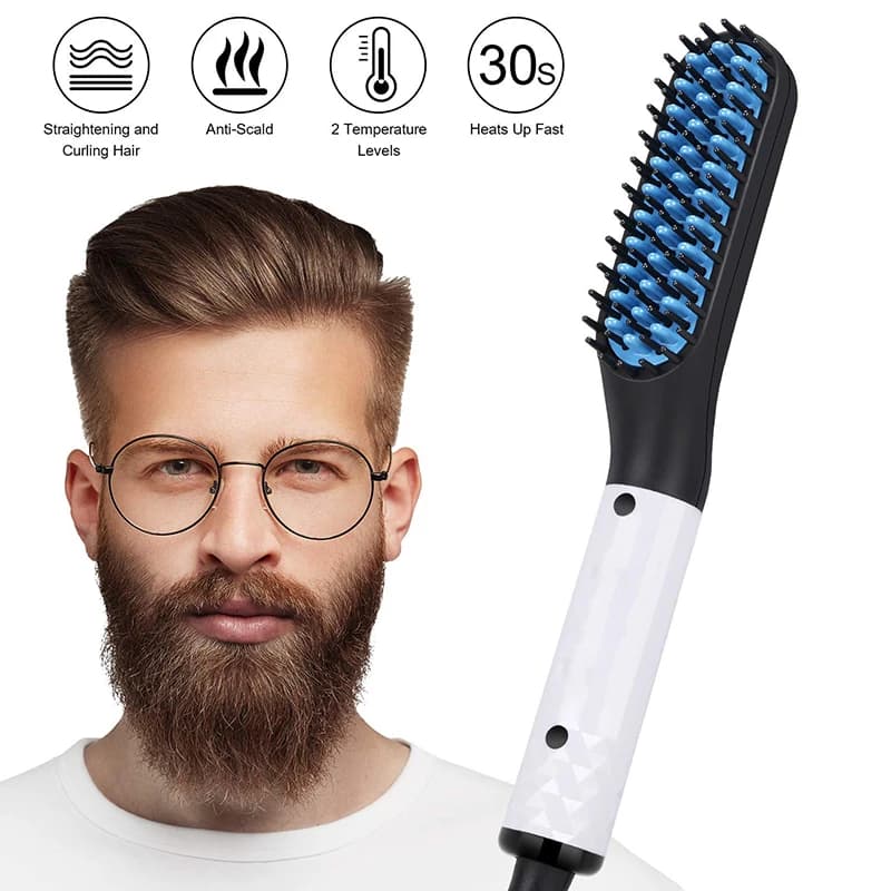 Portable Mini Electric Beard Straightener Brush Fast Heating Hot Comb Men Beard Hair Grooming Styling Tool