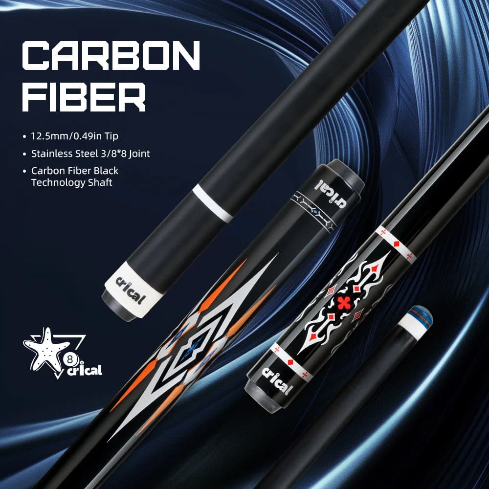 CRICAL CL-PRO Carbon Fiber Pool Cue Stick with 12.5mm Tip Low Deflection for Professional Billiard Cue